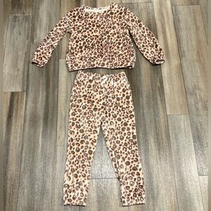 Cat & Jack Girls Toddler Pink Leopard Fleece Matching Set 5T